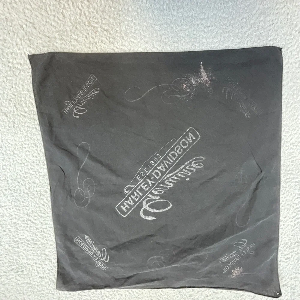 Harley Davidson Bandana Black Genuine Motorcycle Logo Scarf Vintage 80s 90s